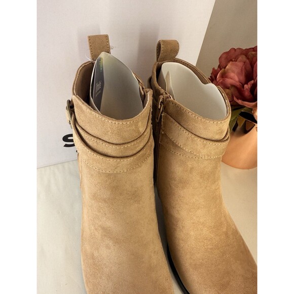 NEW: Sonoma Sonja  Suede Booties Women's 7.5 M Side Zip Ankle Heeled Shoes - Picture 14 of 16